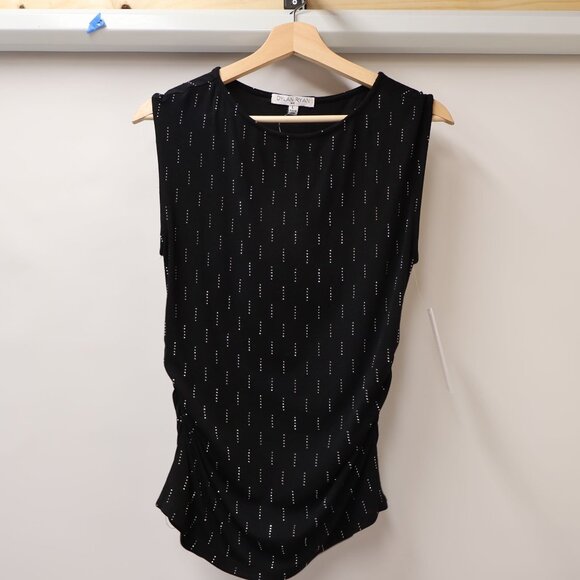 Dylan Ryan Black Sleeveless Top With Subtle Metallic Dotted Pattern - Size L - Picture 7 of 14